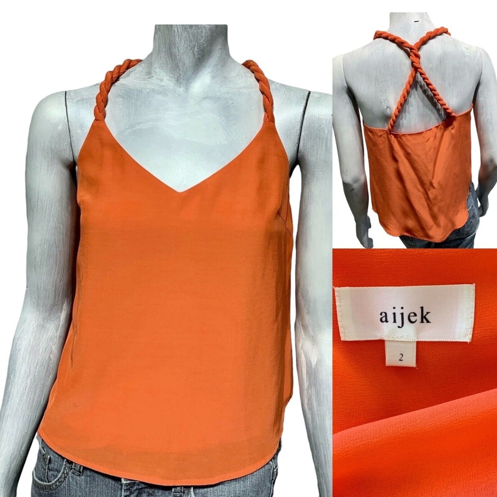 Aijek Womens Tank Top Red Rope Straps V-neck Shell Pullover Solid Sleeveless 2